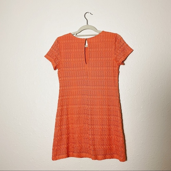 Abercrombie & Fitch Lace Crochet Mini Dress in Coral - Size Small - Picture 6 of 7